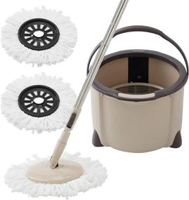 img 4 attached to 🧹 Eyliden Microfiber Mop Buckets System: 360 Spin Rapid Dehydration Dust Mop with 2 Pads, Adjustable Handle, Dry and Wet Mops – Commercial & Home Floor Cleaning (Brown)
