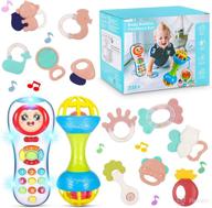 👶 wostoo baby toys 0-6 months - teething, educational learning gifts - infant shaker, grab & spin rattle with music/light for newborn boys/girls - 13pcs logo