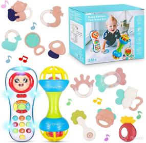 img 4 attached to 👶 WOSTOO Baby Toys 0-6 Months - Teething, Educational Learning Gifts - Infant Shaker, Grab & Spin Rattle with Music/Light for Newborn Boys/Girls - 13pcs