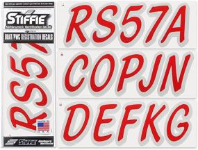 img 4 attached to 🚤 Red/Silver 3-inch Alpha-Numeric Registration Numbers Decals for Boats & Personal Watercraft - Whipline Solid