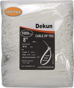 img 3 attached to 🔗 Dekun Cable Zip Ties 8 Inch (1,000 Packs): Strong 40 LB Nylon Ties for Electronics Cable Management (White, 1000 Pieces)