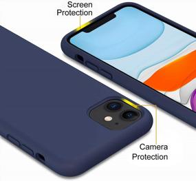 img 1 attached to IPhone 11 Case Anti-Scratch & Fingerprint Navy Blue Liquid Silicone Full Body Protection Shock Absorption Gel Rubber Microfiber Liner 6.1 Inch