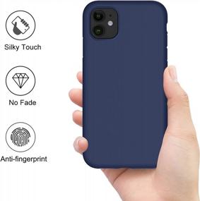 img 2 attached to IPhone 11 Case Anti-Scratch & Fingerprint Navy Blue Liquid Silicone Full Body Protection Shock Absorption Gel Rubber Microfiber Liner 6.1 Inch