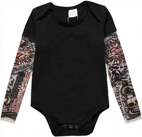 img 3 attached to AYIYO Infant Boys' Bodysuit With Mesh Tattoo Sleeves And Long Sleeves