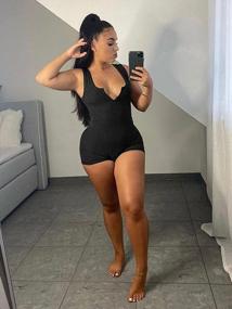 img 3 attached to ZileZile V-Neck Sleeveless Tank Top And Shorts Romper Jumpsuit For Women - Sexy Bodycon Fit