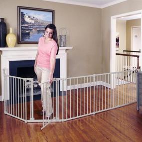 img 4 attached to 🚧 North States Toddleroo 3-in-1 Metal Superyard: Extra-Wide 151" Long Baby Gate, Barrier, or Play Yard – Hardware or Freestanding, 6 Panels, 10 sq.ft. Enclosure (Taupe, 30" Tall)