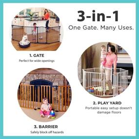 img 3 attached to 🚧 North States Toddleroo 3-in-1 Metal Superyard: Extra-Wide 151" Long Baby Gate, Barrier, or Play Yard – Hardware or Freestanding, 6 Panels, 10 sq.ft. Enclosure (Taupe, 30" Tall)