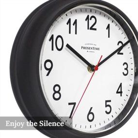img 1 attached to PresenTime & Co 9.3" Black Office Clock, Silent No Ticking, Matte Black Finish