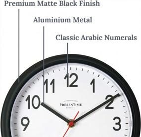img 2 attached to PresenTime & Co 9.3" Black Office Clock, Silent No Ticking, Matte Black Finish