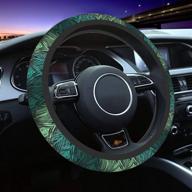 stylish and protective green peacock feather steering wheel cover – non-slip neoprene for universal fit (15 inch) – ideal for adult drivers логотип