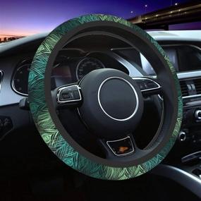 img 4 attached to Stylish and Protective Green Peacock Feather Steering Wheel Cover – Non-Slip Neoprene for Universal Fit (15 Inch) – Ideal for Adult Drivers