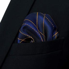 img 1 attached to Add A Touch Of Style To Your Business Attire With S&W SHLAX&WING Patterned Mens Pocket Squares In Blue, Green, And Brown Geometric Prints For Weddings And Events.