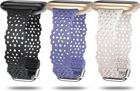 img 4 attached to Upgrade Your Fitbit With Gorgeous TOYOUTHS Soft Silicone Lace Flower Cut-Outs Strap For Women - Compatible With Fitbit Sense/Sense 2, Versa 3/4 - Breathable, Waterproof, And Dressy!
