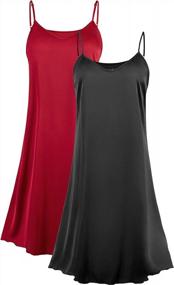 img 4 attached to 2-Pack Satin Nightgowns For Women - Sexy Silk Chemise, Cami Lounger Dress And Full Slip - Femofit Nighties