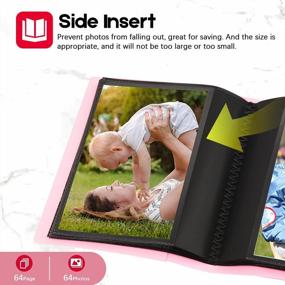 img 1 attached to 2Pack 5X7 Photo Album - Holds 64 Photos, Black Inner Page & Elastic Band, Mini Book For Artwork, Picture Storage (Pink)