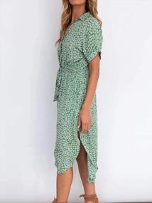 img 1 attached to SHIBEVER Women'S Floral Button Up Split Dresses V Neck Short Sleeve Casual Front Tie Summer Midi Dress