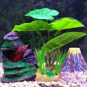 img 2 attached to Enhance Your Betta Fish Tank with COOSPIDER Leaf Pad Hammock Aquarium Decoration: Resin Rock Mountain Cave Ornaments for Sleeping, Resting, Hiding, Playing, and Breeding