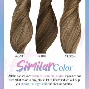 img 1 attached to Transform Your Look With Real Human Hair Weft Extensions In Sunny Brown With Dark Brown Highlights And Caramel Blonde Tones - 100G, 18Inch Length