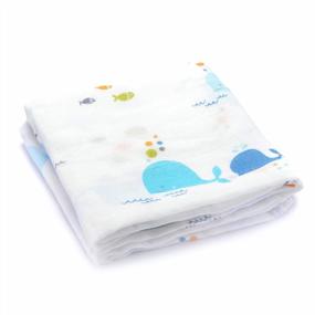img 4 attached to Soft And Breathable Kyapoo Cotton Swaddle Blanket With Whale Design - Large 41.33’’ X 41.33’’, Pack Of 1