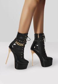 img 1 attached to Black Ankle High Boots With 6 Inch Stiletto Heel And Platform For Women By LISHAN