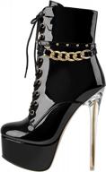 black ankle high boots with 6 inch stiletto heel and platform for women by lishan logo