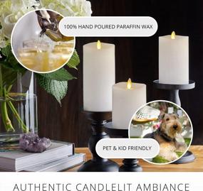 img 3 attached to Set The Mood With Luminara Realistic Moving Flame Pillar Candles - Set Of 3 With LED Lights, Remote Included - White, Unscented - Perfect For Any Occasion!