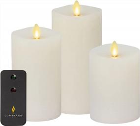 img 4 attached to Set The Mood With Luminara Realistic Moving Flame Pillar Candles - Set Of 3 With LED Lights, Remote Included - White, Unscented - Perfect For Any Occasion!