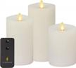 set the mood with luminara realistic moving flame pillar candles - set of 3 with led lights, remote included - white, unscented - perfect for any occasion! logo