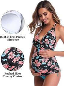 img 3 attached to Maternity Tankini Swimsuit Pregnancy Swimwear Women's Clothing ~ Swimsuits & Cover Ups