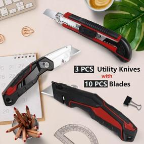 img 3 attached to 3 Pack Utility Knives W/ 10Pcs Blades - Heavy Duty, Retractable & Folding Design | DIYSELF Knife Box Cutters
