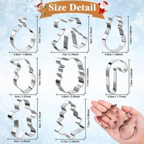 img 3 attached to MELLIEX 8-Piece Christmas Cookie Cutters Set - Large Metal Gingerbread, Christmas Tree, Santa, Snowman & Bow Tie Biscuit Molds For Baking & Party Favors.