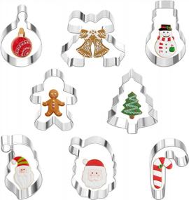 img 4 attached to MELLIEX 8-Piece Christmas Cookie Cutters Set - Large Metal Gingerbread, Christmas Tree, Santa, Snowman & Bow Tie Biscuit Molds For Baking & Party Favors.