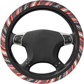 img 1 attached to 🚗 Universal Neoprene Boho Indian Steering Wheel Cover - 15 Inch Car Interior Protection Accessories for Men and Women - Anti Slip Car Steering Wheel Wrap - Fits Cars, Trucks, and SUVs