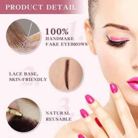 img 3 attached to Natural Looking Handmade Human Hair False Eyebrows For Women - Lace Eyebrows (KS-W731-32#)