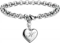 valentine's day gifts for girls: monily initial charm bracelets with letters alphabet heart bracelet jewelry logo