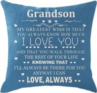 inspiring words blue burlap pillowcase: ideal grandson gift for chair or couch décor - 18 inch square logo