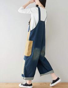 img 3 attached to Women'S Baggy Denim Overalls With Wide Leg, Drop Crotch, And Splicing - Harem Jumpsuit Romper In Style 33 Dark Blue, One Size