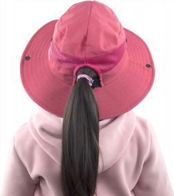 img 2 attached to Protective Ponytail Sun Hat For Girls With Wide Brim And UV Protection - Ideal Summer Bucket Cap By Muryobao