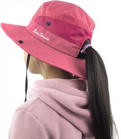 img 4 attached to Protective Ponytail Sun Hat For Girls With Wide Brim And UV Protection - Ideal Summer Bucket Cap By Muryobao