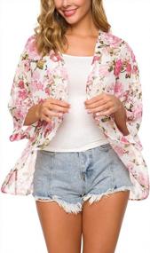 img 3 attached to Women'S Floral Kimono Cardigan Beach Cover Up Long Flowy Loose Tops
