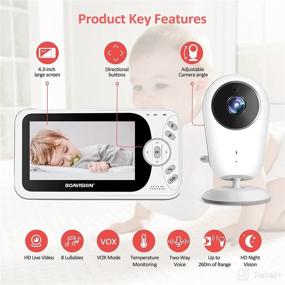 img 3 attached to Boavision VB608 Video Baby Monitor: Wireless 2.4Ghz Camera & Audio, 4.3 inch IPS Screen, Night Vision, Talk Back, Temperature Monitor, Lullabies & More