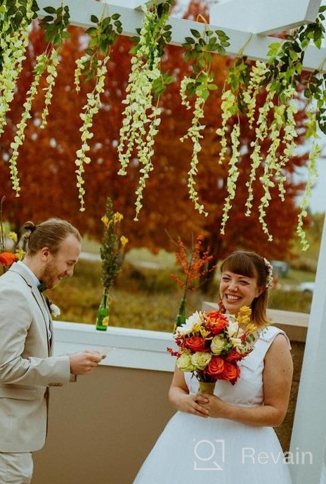 img 1 attached to Stunning White Artificial Wisteria Garland For Home And Wedding Decoration - 12 Pack 3.6 Feet/Piece By DearHouse review by Jason Caldwell