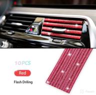 leiwoor 10 pcs bling diamond car interior moulding trim，car air conditioner vent outlet trim，car interior decoration seal strip strip line for women (red) logo