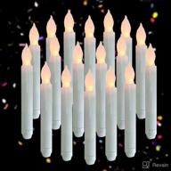 houdlee set of 24 warm white battery operated taper candles wax dipped led flicker amber realistic long taper candles for birthday wedding party décor long lasting -batteries not included logo