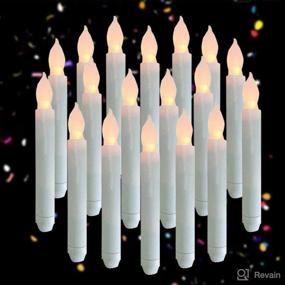 img 4 attached to Houdlee Set Of 24 Warm White Battery Operated Taper Candles Wax Dipped LED Flicker Amber Realistic Long Taper Candles For Birthday Wedding Party Décor Long Lasting -Batteries Not Included