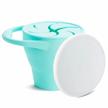 munchkin c’est silicone! collapsible snack catcher with lid, mint - toddler food cup logo