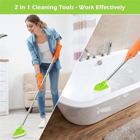 img 3 attached to 2 in 1 Bathtub Cleaning Brush with Long Handle, Detachable 35-inch Bathroom Floor Scrubber for Tub, Tile, and More – Includes 3 Stiff Bristle Brushes and 5 Sponge Brushes for Effective Cleaning