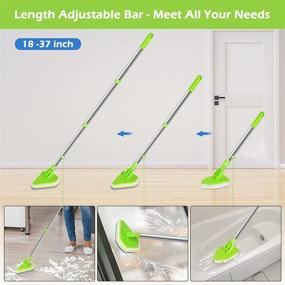 img 1 attached to 2 in 1 Bathtub Cleaning Brush with Long Handle, Detachable 35-inch Bathroom Floor Scrubber for Tub, Tile, and More – Includes 3 Stiff Bristle Brushes and 5 Sponge Brushes for Effective Cleaning