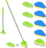 2 in 1 bathtub cleaning brush with long handle, detachable 35-inch bathroom floor scrubber for tub, tile, and more – includes 3 stiff bristle brushes and 5 sponge brushes for effective cleaning logo