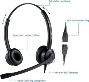 img 2 attached to Noise Canceling Dual Headset For Office & Call Center With RJ9 And 3.5Mm Connector For Desk Phones, PCs, Laptops, And Cell Phones - Compatible With Polycom, Avaya, And Nortel